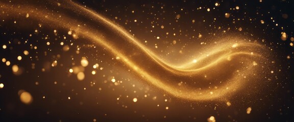Golden sparkle trail dust in swirl wave style
