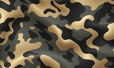 Fototapeta premium Black Gold Camouflage Pattern Military Colors Vector Style Camo Background Graphic Army Wall Art Design