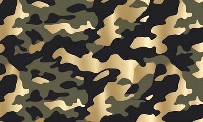 Black Gold Camouflage Pattern Military Colors Vector Style Camo Background Graphic Army Wall Art Design