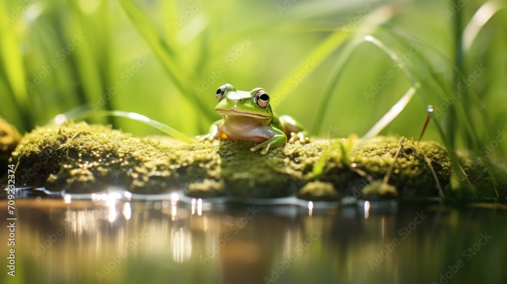 Wall mural beautiful and charming frog, wallpaper