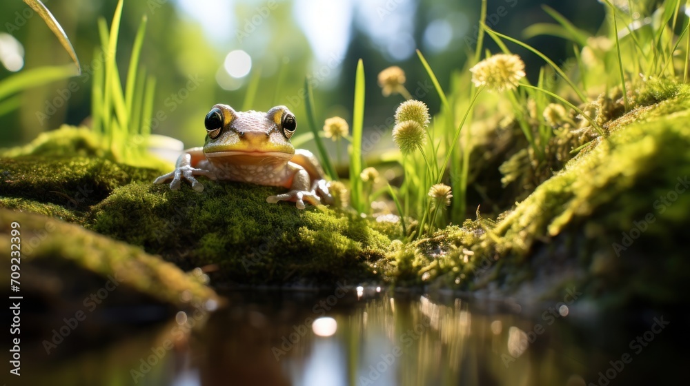 Wall mural beautiful and charming frog, wallpaper