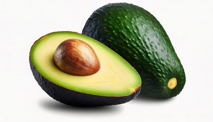 Avocado isolated on white background. avocado sliced closeup