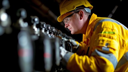 Man Working on Factory Machine