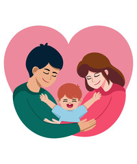 Flat mother and father's day illustration