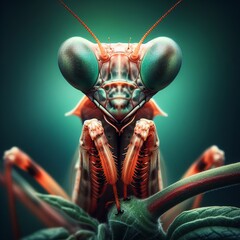 Portrait of praying mantis - obrazy, fototapety, plakaty