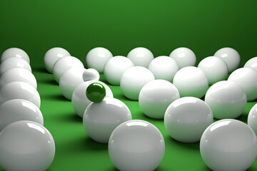 Strategic Leadership Path Illustration of leadership in business, with a green sphere paving the way for white boxes. 3D rendering.  Generative AI,