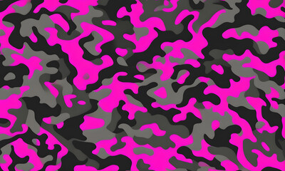Black Magenta Camouflage Pattern Military Colors Vector Style Camo Background Graphic Army Wall Art Design