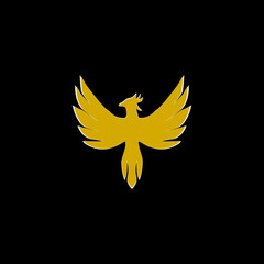 Phoenix bird icon design isolated on black background