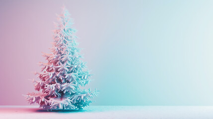 Christmas tree 3D gradient pastel background