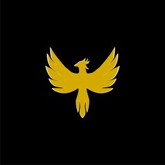 Phoenix bird icon design isolated on black background