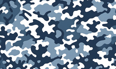 Blue White Camouflage Pattern Military Colors Vector Style Camo Background Graphic Army Wall Art Design
