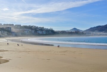 View on La Concha in winter day at San Sebastian, Basque Country, Spain