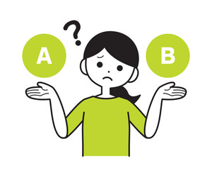 AとBを比較して迷っている女性