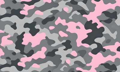 Pink Gray Camouflage Pattern Military Colors Vector Style Camo Background Graphic Army Wall Art Design