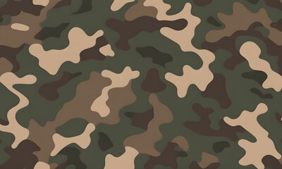 Fototapeta premium Green Brown Camouflage Pattern Military Colors Vector Style Camo Background Graphic Army Wall Art Design