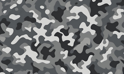 Fototapeta premium Greyscale Camouflage Pattern Military Colors Vector Style Camo Background Graphic Army Wall Art Design