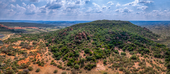 landscape mountain range botswana, vista at sunset typical southern africa panorama