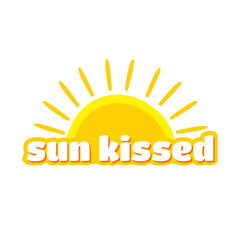 Sun kissed text summer icon label sign design vector