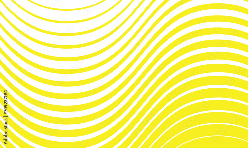 Aufkleber abstract geometric yellow thin to thick smooth wave line pattern.