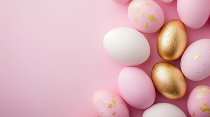 Fototapeta na wymiar Easter Background, arranged eggs. AI Generative