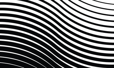 abstract geometric black thin to thick wave corner line pattern art.