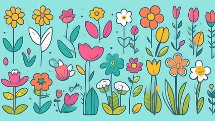 pattern with spring flowers.