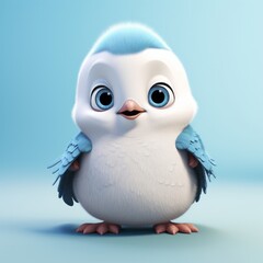 Baby funny cartoon penguin, blue ice color background