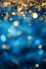 Blue and gold Abstract background and bokeh on New Year's Eve - obrazy, fototapety, plakaty
