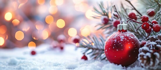 Christmas and New Year with selective focus on beautiful holiday decorations.