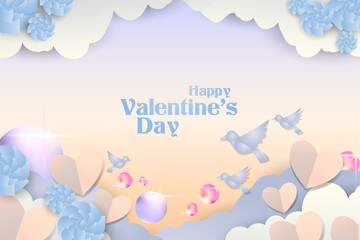 Elegant realistic valentine card, banner and poster background abstract with love icon and flower layout