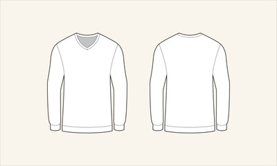 Solid Color V-Neck Men's Sweater Sketch for Tach Pack