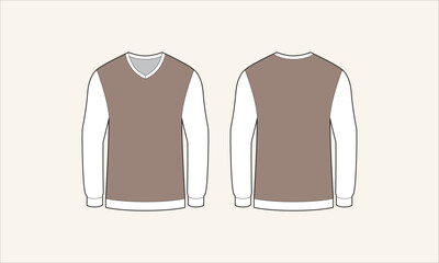 Solid Color V-Neck Men's Sweater Sketch for Tach Pack