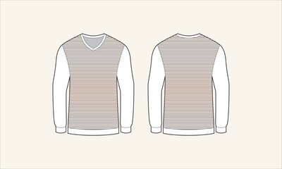 Two Color Stripe V-Neck Men's Sweater Sketch for Tach Pack