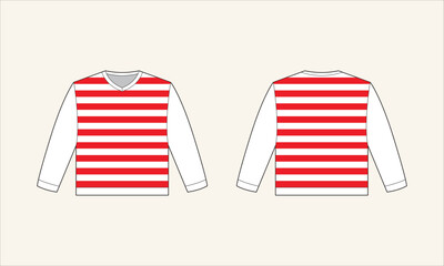 Two Color Stripe V-Neck Kid's Sweater Sketch for Tach Pack