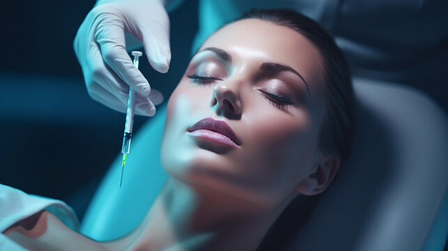 Beautiful Woman Face Doing Botox Aesthetic Treatments
