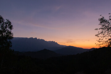 sunset over the Montserrat mountains
