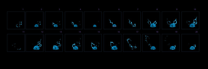 Lighting animation Burst effect animation. Sprite sheet of lighting effect animation for games, cartoon or animation – Vector © Ptouch