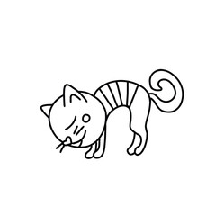 Cute striped cat vector illustration. Animal doodle icon isolated.