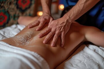 a woman getting a back massage at spa