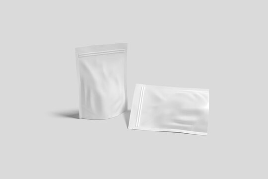 Blank White Foil Food or Drink Pouch Bag on isolated white background © fariz