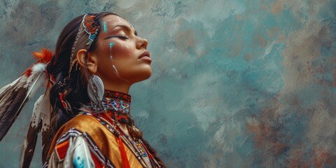 Native American Woman in Traditional Attire