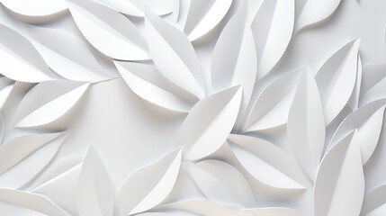 White geometric leaves 3d tiles texture background