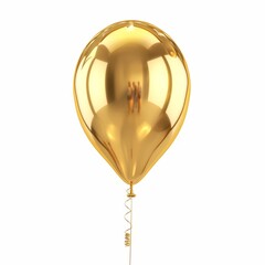Gold helium balloon. Birthday balloon flying for party and celebrations. Isolated on white background