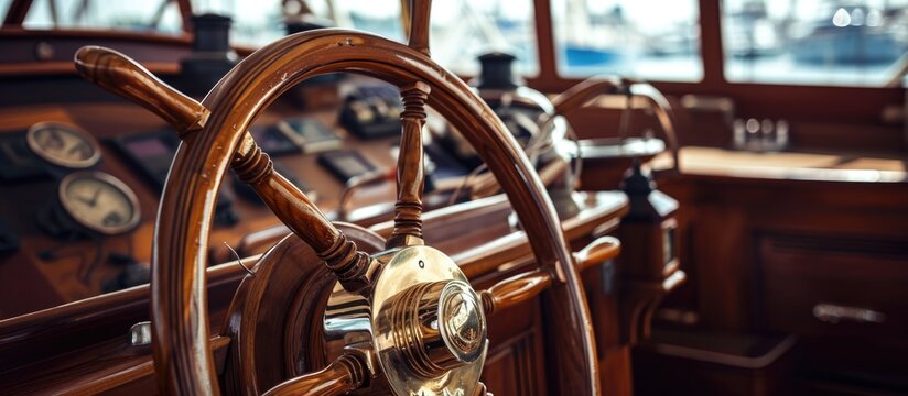 luxury yacht's steering wheel.