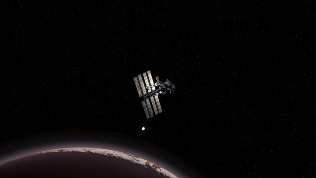 Raumstation über den Mars Animation