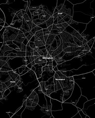 Nottingham UK Map, Detailed Dark Map of Nottingham UK