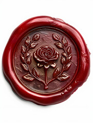 Red wax seal with rose design embellishment 