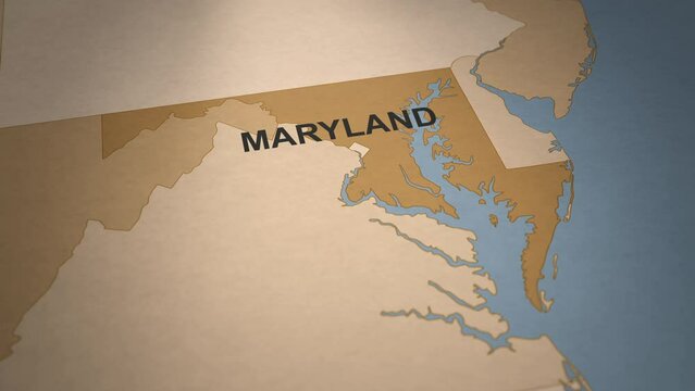 Old Paper Map of Maryland