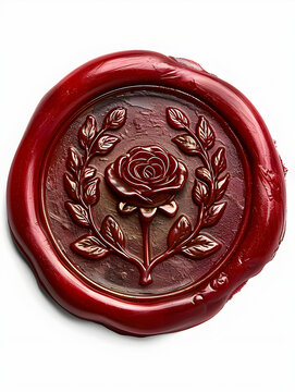 Red wax seal with rose design embellishment 