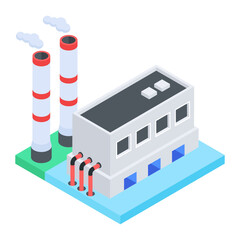 Get this isometric icon of a production plant 